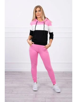 Barevná pruhovaná souprava světle růžová+ecru Barevná pruhovaná souprava světle růžová+ecru