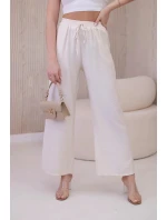 Viskózové kalhoty se širokými nohavicemi světle béžová Viskózové kalhoty se širokými nohavicemi světle béžová