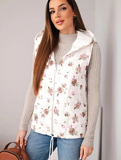 Dámská prošívaná vesta s květinovým vzorem s kapucí fango