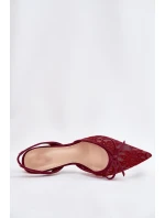 Krajkové Lodičky S Odkrytou Patou Bordové Annivirae