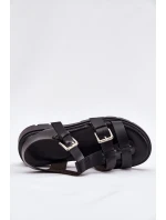 Dámské Sandály Eko Kůže S Přezkami Černé Jeneliena