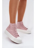 Dámské plátěné tenisky na platformě Big Star – růžové
