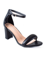 Trendy černé  sandály dámské na širokém podpatku