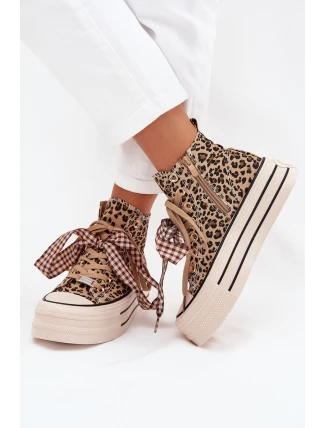 Dámské Tenisky S Mašlí A Zipem Na Platformě Panthera Mavara Dámské Tenisky S Mašlí A Zipem Na Platformě Panthera Mavara