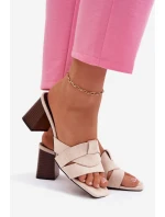 Dámské lodičky na podpatku s pásky Eko semiš Béžové Corivelle