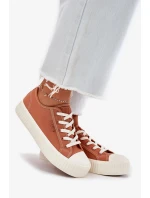 Dámské plátěné tenisky na platformě Big Star – oranžové