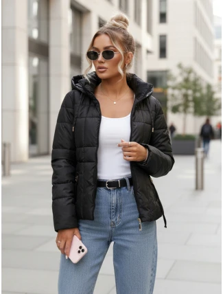 Dámská prošívaná bunda s kapucí černá FashionStreet TY5591