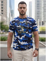 Pánské tričko s potiskem v kamuflážovém vzoru, modré, FashionStreet NX2002R