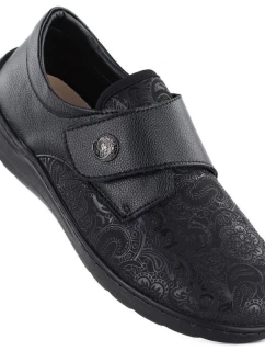 Kožené elastické polobotky na suchý zip černé Unisoft 8435