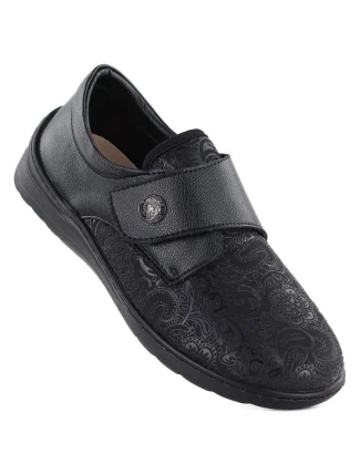 Kožené elastické polobotky na suchý zip černé Unisoft 8435