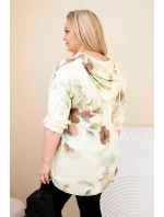 Dámská blůza Plus Size z viskózy s kapucí a květinovým vzorem žlutá