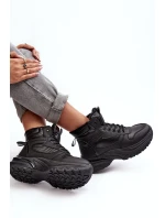 Ocieplané dámské sportovní šněrovací boty černé Dejana