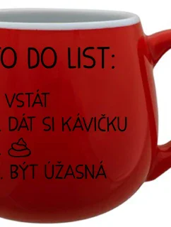 TO DO LIST: BÝT ÚŽASNÁ - červený keramický hrníček 300 ml