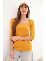 Halenka s kulatým výstřihem tmavě hořčicová Halenka s kulatým výstřihem tmavě hořčicová