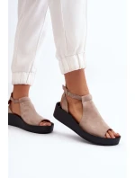 Zazoo 2914 Dámské sandály z velur zamszové béžové