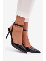 Lakované lodičky s odhalenou patou černé Laretta