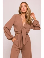 M861 Krátký top s vázáním - čokoládový M861 Krátký top s vázáním - čokoládový