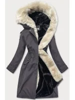 Grafitovo-ecru-grafitová dámská bavlněná zimní bunda (fm03-f11) Grafitovo-ecru-grafitová dámská bavlněná zimní bunda (fm03-f11)