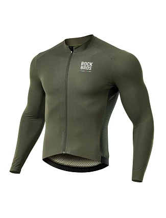 Cyklistický dres Rockbros 15220003004 ROAD TO SKY, pánský, s dlouhým rukávem, velikost L – zelený