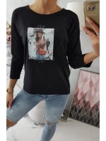 Halenka s potiskem Originální černá Halenka s potiskem Originální černá