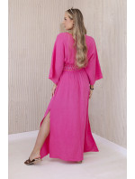 Mušelínové šaty s výšivkou v pase růžový