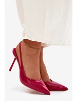 Lakované lodičky sandály z umělé kůže fuchsiové Calera