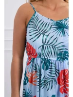 Šaty s motivem listů v modré barvě Šaty s motivem listů v modré barvě