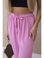 Kalhoty s širokým pasem světle růžová Kalhoty s širokým pasem světle růžová