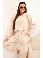 Dámský oversize souprava z viskózy s efektem vyblednutí světle béžová Dámský oversize souprava z viskózy s efektem vyblednutí světle béžová