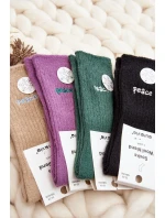 Dámské teplé ponožky s nápisem růžové