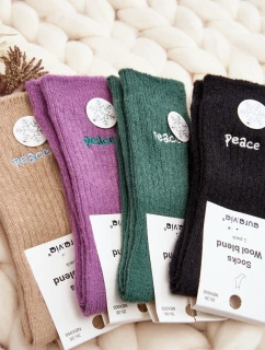 Dámské teplé ponožky s nápisem růžové