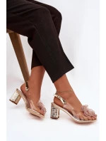 Sandály na podpatku s ozdobou D&A MR52-238 zlaté