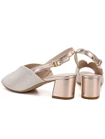 Dámské zlaté sandály na podpatku Sergio Leone SK471