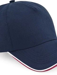 Beechfield B 25C 5 panelová kšiltovka "Authentic Piped Peak" 53.025C french navy/classic red/white