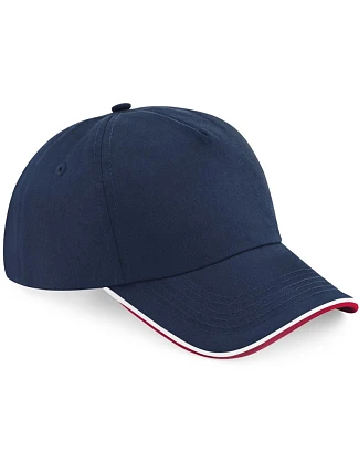 Beechfield B 25C 5 panelová kšiltovka "Authentic Piped Peak" 53.025C french navy/classic red/white