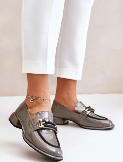 Lakované Dámské Polobotky Na Klínku S Ozdobou Artiker 55C0412 Šedé