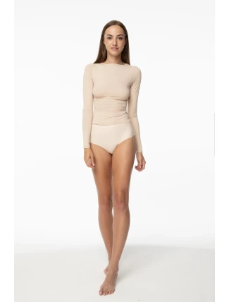 Jednoduché tričko s dlouhým rukávem Beige - Julimex Jednoduché tričko s dlouhým rukávem Beige - Julimex