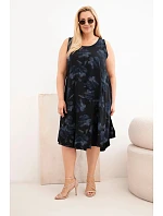 Dámské šaty Plus Size z viskózy s květinovým potiskem na ramínkách černá