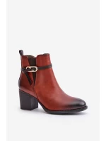 Dámské boty na podpatku s vyteplením a páskem hnědé Zinithia Dámské boty na podpatku s vyteplením a páskem hnědé Zinithia