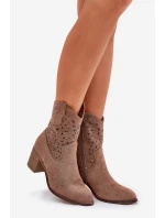 Dámské Kožené Kotníkové Boty Na Podpatku Hnědé S.Barski HY51-125