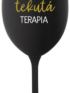MAMINKINA TEKUTÁ TERAPIA  - čierny pohár na víno 350 ml