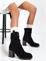 Dámské semišové kozačky na podpatku černé FashionStreet ZY1222