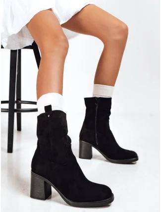 Dámské semišové kozačky na podpatku černé FashionStreet ZY1222
