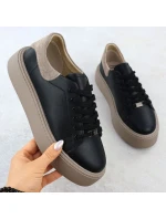 Dámské kožené sportovní polobotky na platformě černé Filippo DP6119