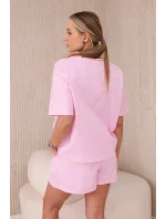 Sada s potiskem new punto halenkové + šortky světle růžová