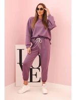 Komplet mikina + kalhoty máslový fialový