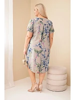 Dámské viskózové šaty Plus Size s krátkým rukávem a výstřihem na knoflíky fango