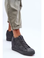 Dámské Kožené Tenisky Na Koturnu Big Star MM274005 Šedé