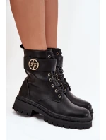 Dámské Botky Pracovní Se Zlatým Detalem Zateplené Černé Fiorena