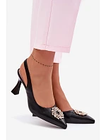 Sandály na podpatku s bižuterním ozdobením Vinceza 62277 Černé Sandály na podpatku s bižuterním ozdobením Vinceza 62277 Černé